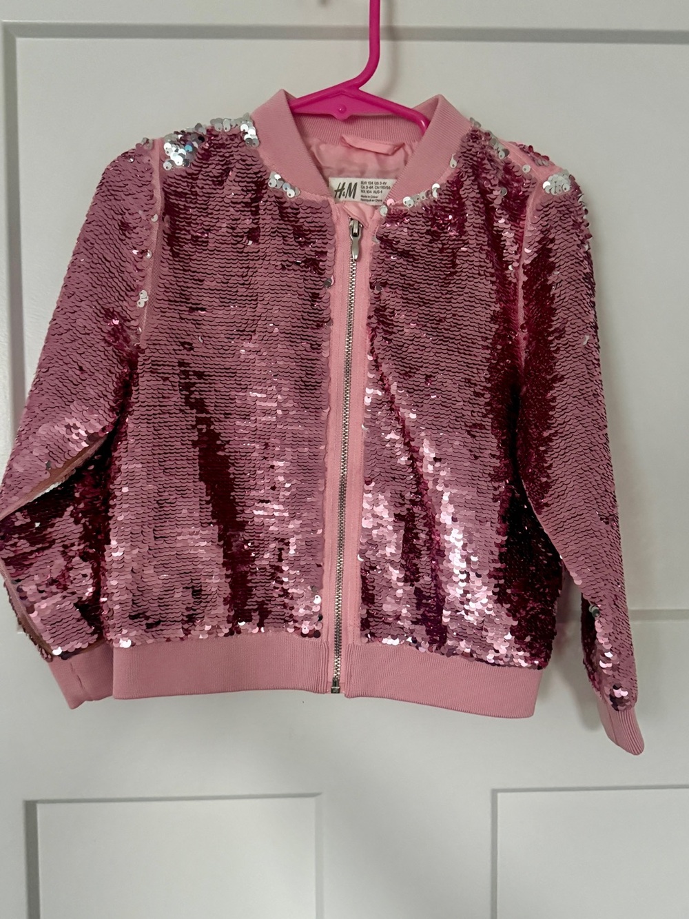 H&M Pink Reversible Sequin Bomber Jacket